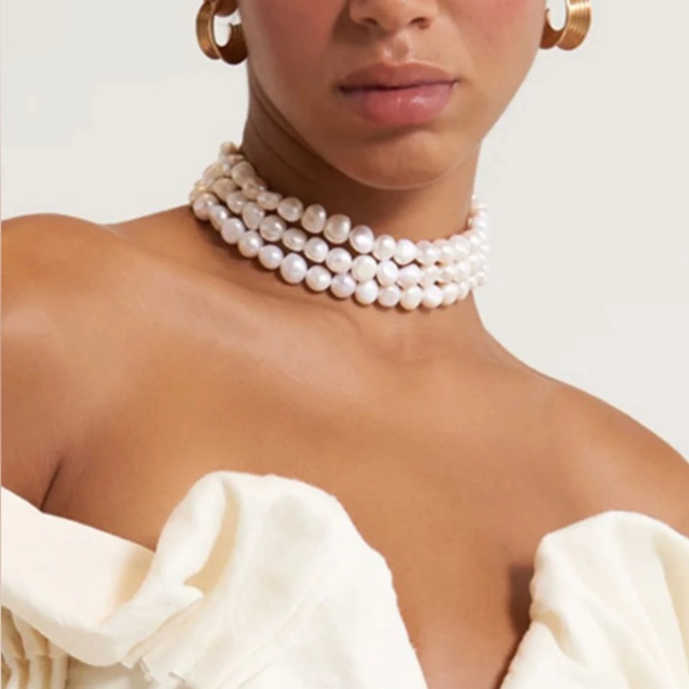 Cult Gaia Nora Pearl Necklace Choker Triple Strand
